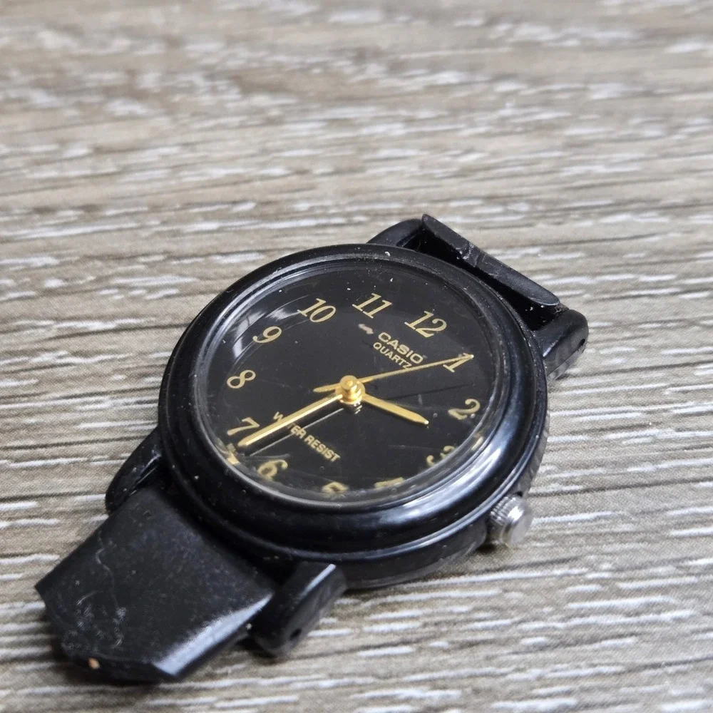 Casio LQ-139 Black & Gold Dial Resin Quartz Watch Water Resistant Japan 705